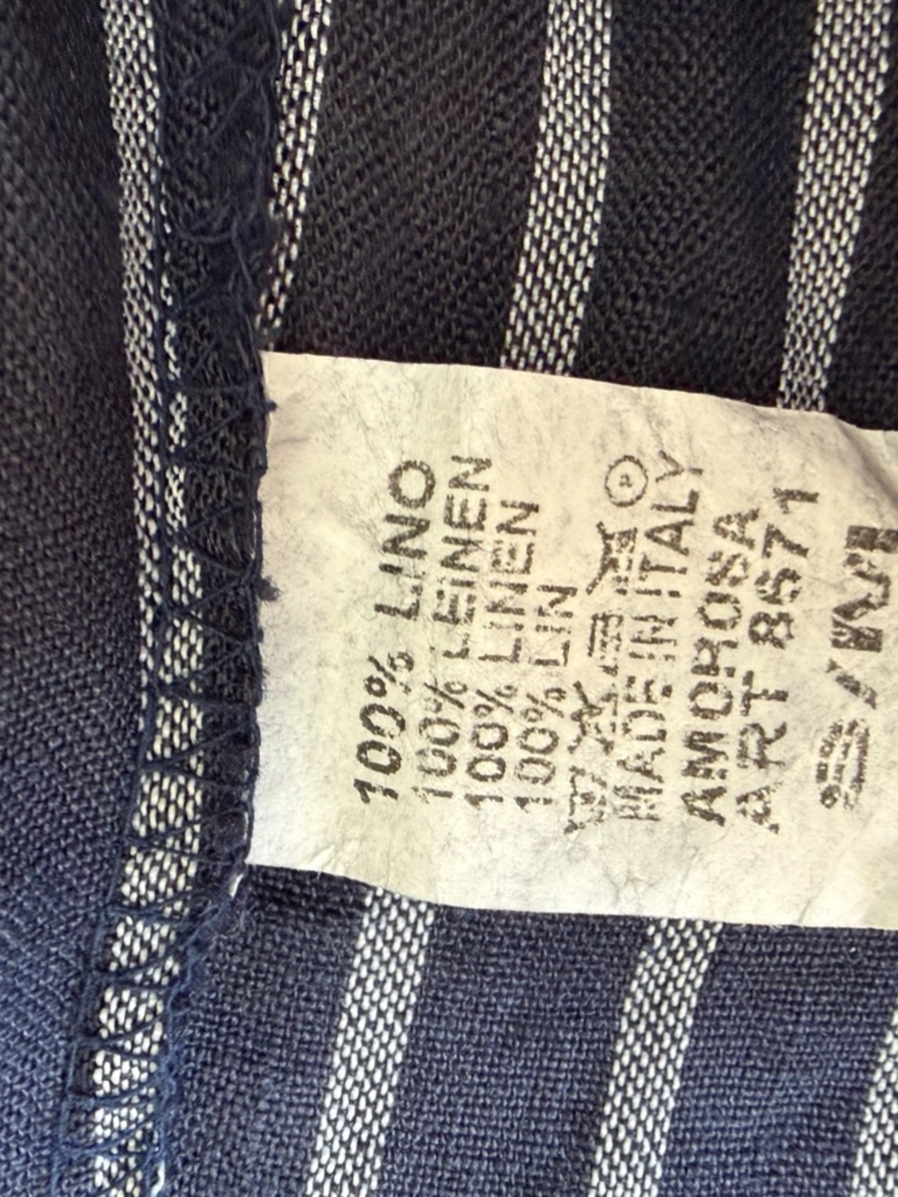 Italian Linen Dark Blue/White Button Overall Oversized Wide Leg Jumpsuit-Sz-S/M - Picture 9 of 16